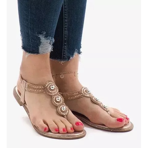 Pezsgő papucsok, rugalmasan díszített szandálokkal ST3107Y aranysárga 1