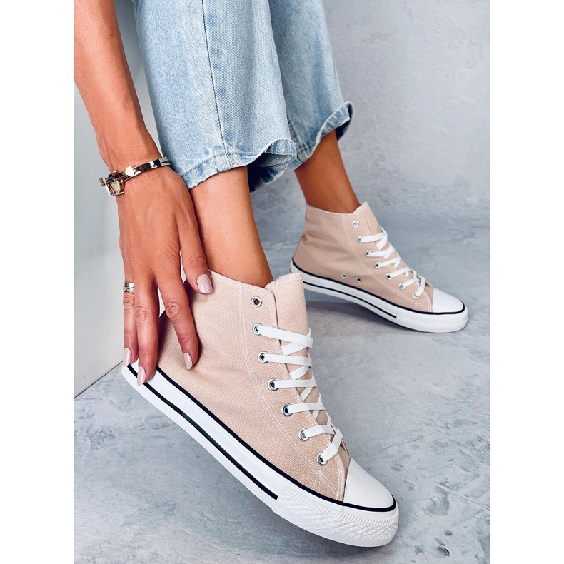 Vászon tornacipő bokához Jude Khaki bézs 2