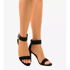 Fekete szandál tűsarkú öko-velúr 91761-3 2