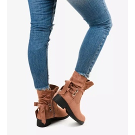 Afforen rózsaszín velúr bokacsizma 2