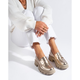 Arany női mokaszinok vastag talpon a Shelovet cégtől aranysárga 1