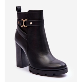 FB2 Bőr magassarkú csizma fekete Liani 1