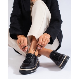 SHELOVET Női fekete bőr Shlovet cipő 1