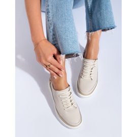 SHELOVET Női bézs bőrcipő a Shlovet platformon 1