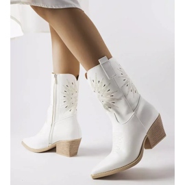 Leopardi fehér cowboy csizma díszített felsőrésszel 1