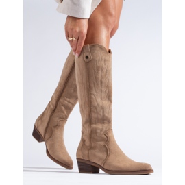 Shelovet bézs velúr cowboy csizma 1