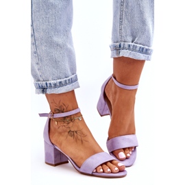Nászutas lila velúr klasszikus alacsony sarkú szandál ibolya 3