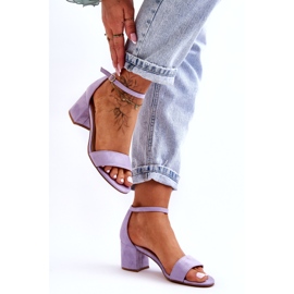 Nászutas lila velúr klasszikus alacsony sarkú szandál ibolya 4