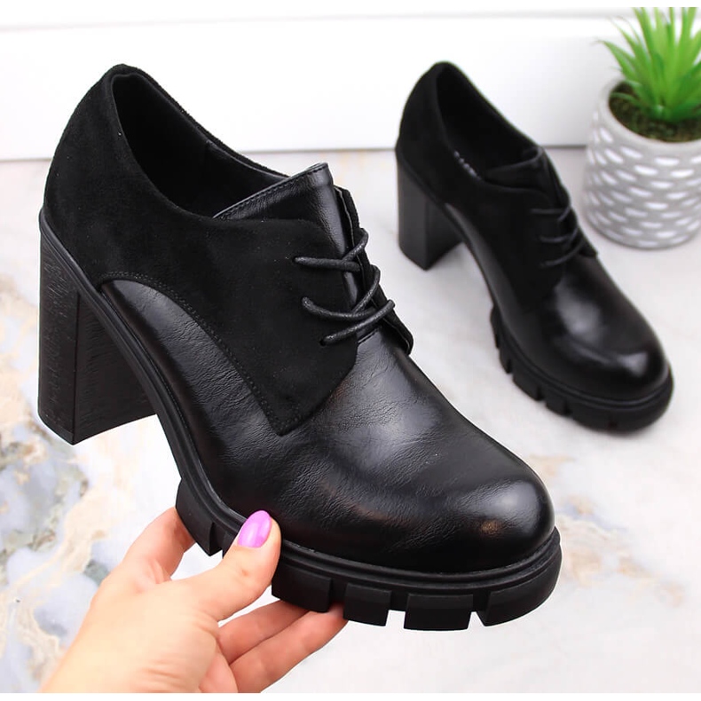 M. DASZYŃSKI Női cipő oszlopon és platformon fekete M.Daszyński SA218-2 1