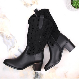 M. DASZYŃSKI Női meleg áttört cowboy csizma fekete M.Daszyński MR2337-3 1 M. DASZYŃSKI Női meleg áttört cowboy csizma fekete M.Daszyński MR2337-3 1