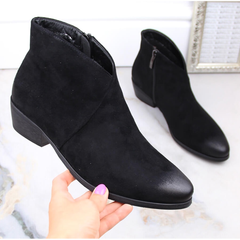 Női fekete velúr cowboy csizma Potocki SZ12188 1