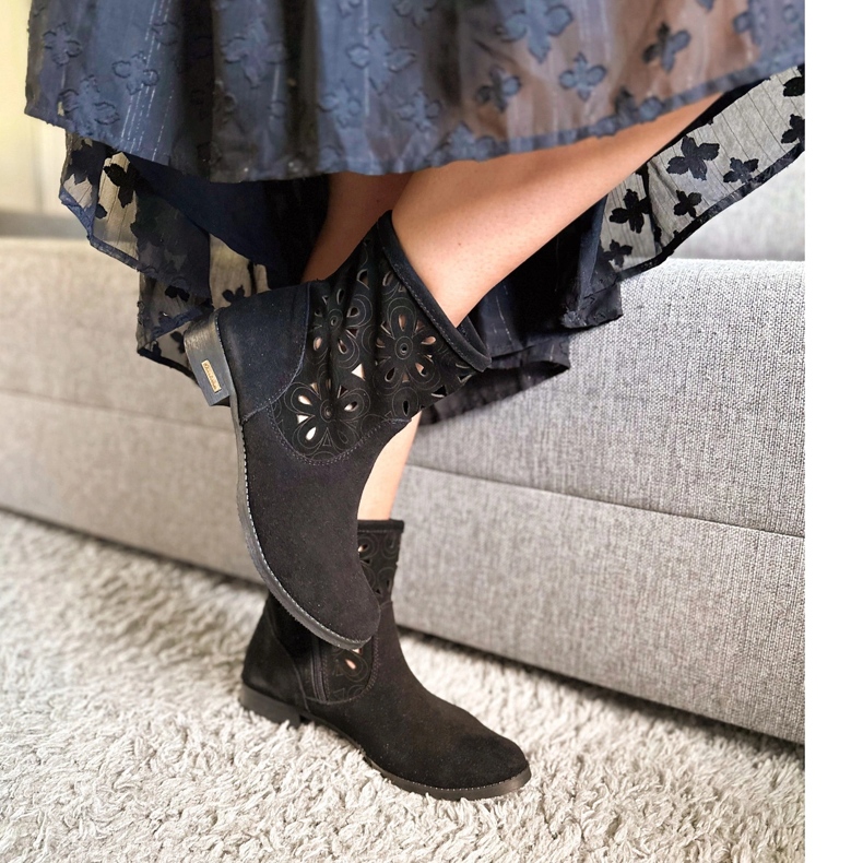 Olivier Kényelmes Alice fekete áttört csizma 1 Olivier Kényelmes Alice fekete áttört csizma 1