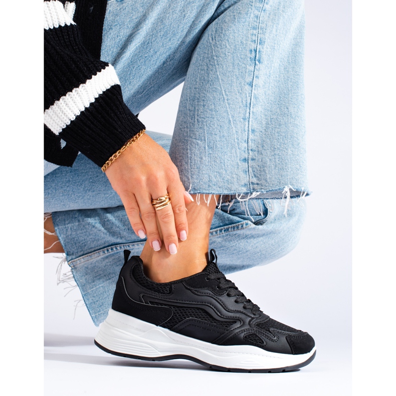 Shelovet fekete fűzős női tornacipő 1