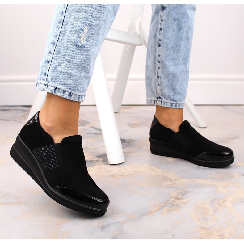 Női fekete ékes cipő Sergio Leone 1