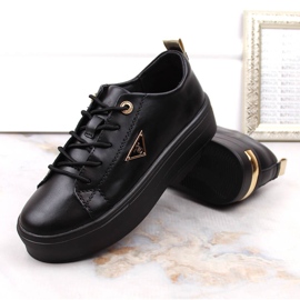 Bőr női cipők a fekete Filippo platformon 1