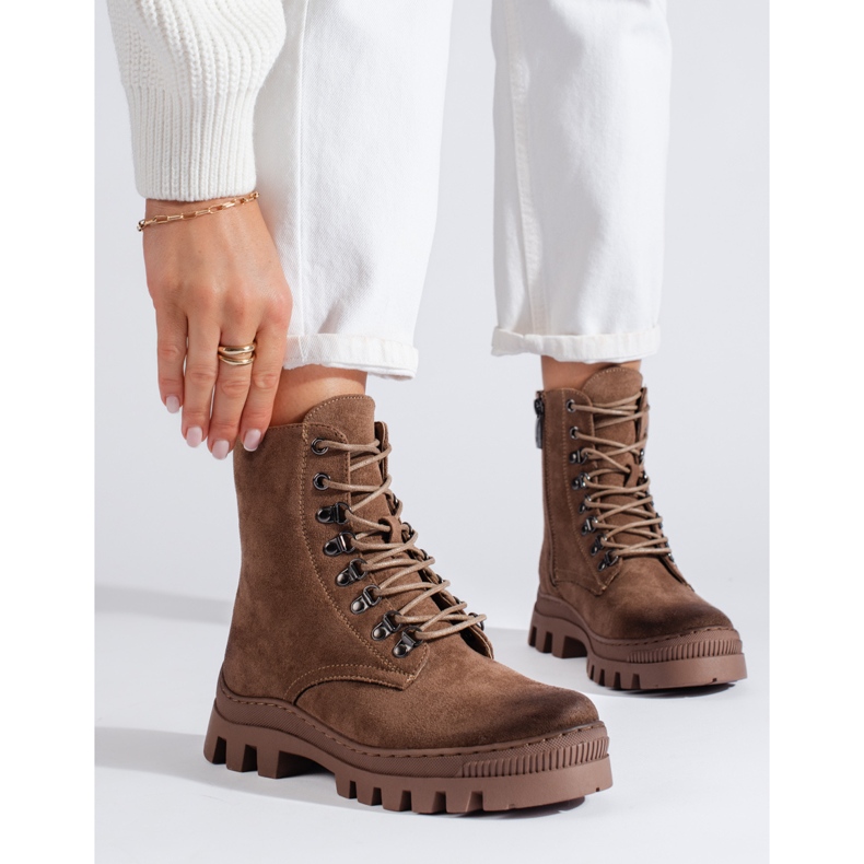 W. Potocki Bézs színű velúr női táskák a Potockitól barna 1