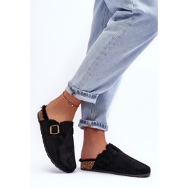 FB2 Női velúr papucs szőrmével, fekete Haidamia 2