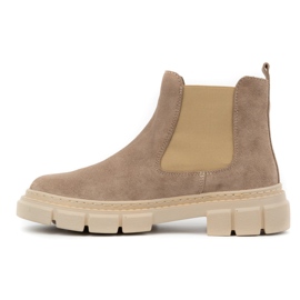 WASAK Női bőr bebújós Chelsea csizma 0708W, bézs 1