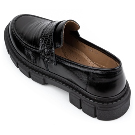 WASAK Női bőr bebújós cipő 0706, fekete, vastag talppal 9