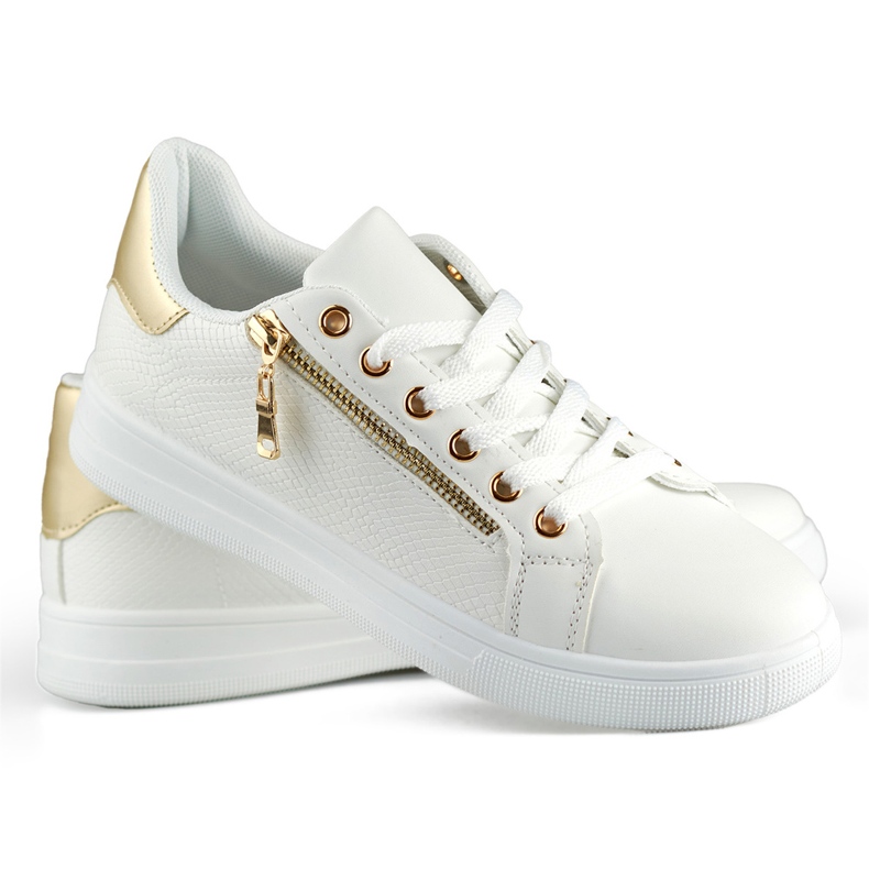 Fehér sportcipő arany cipzárral 2
