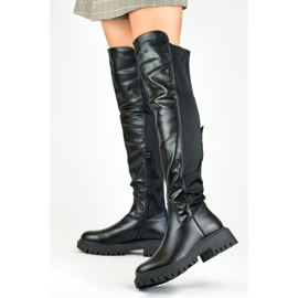 Viris fekete elasztikus női csizma 1