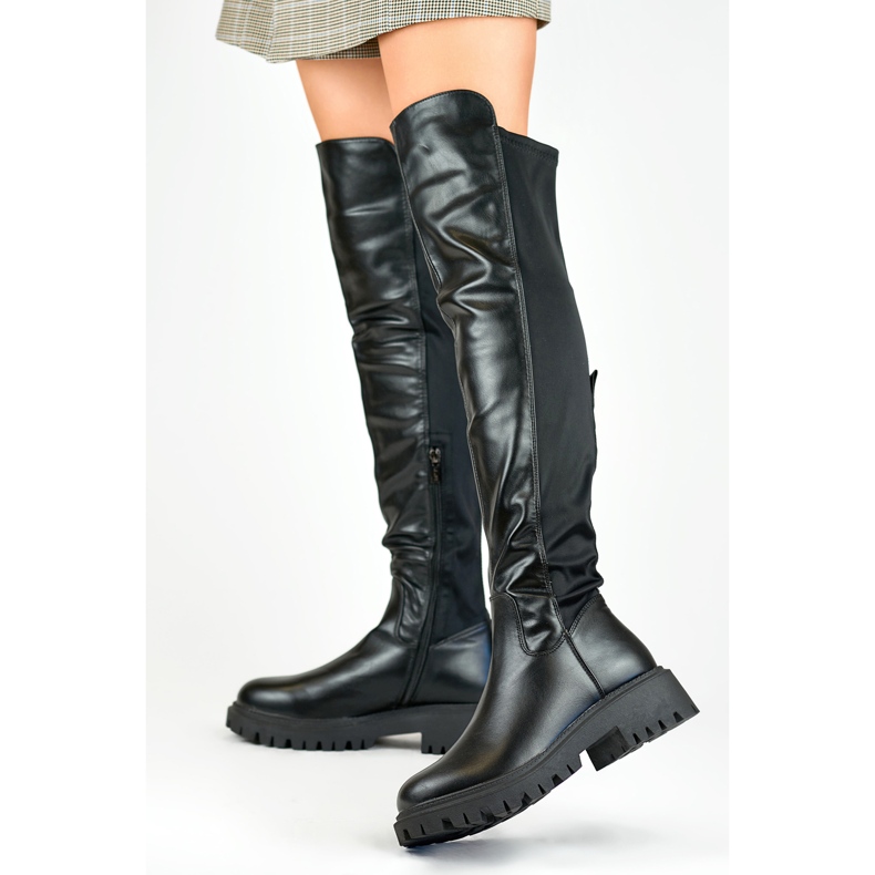 Viris fekete elasztikus női csizma 1