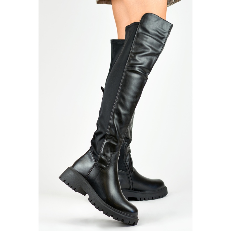 Viris fekete elasztikus női csizma 2