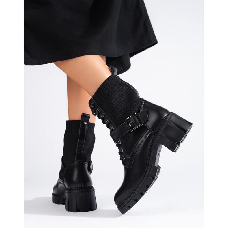 Női Shelovet fűzős táskák rugalmas felsőrésszel fekete 2