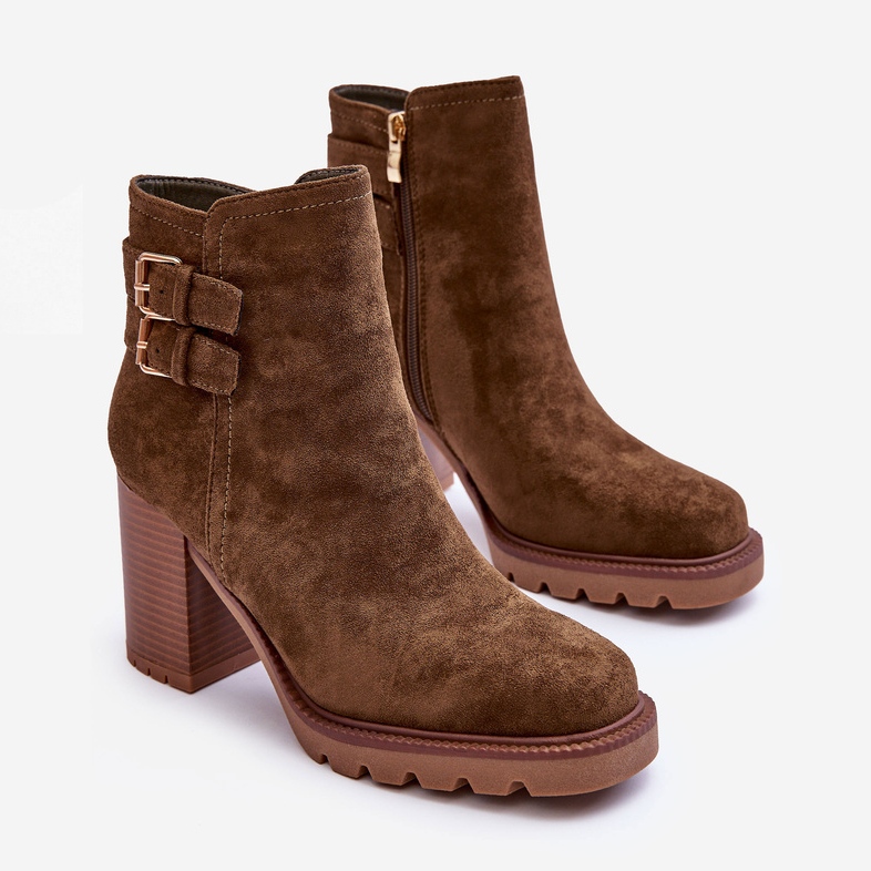 Olive Makeline Velúr magas sarkú csizma barna 2