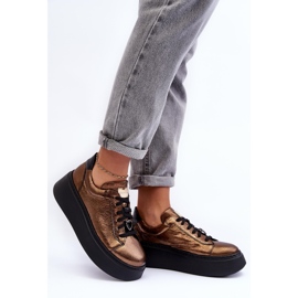 Bőr sportcipők a platformon Maciejka 06191-24 Copper barna 2