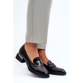 Vinceza Bőr cipő Mokkaszin magas sarkú, fekete Sakina 2