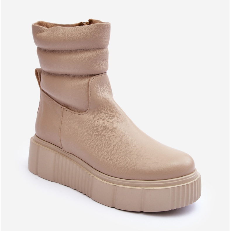 Bőr női bokacsizma világos bézs színű Lemar Suam platformon 1 Bőr női bokacsizma világos bézs színű Lemar Suam platformon 1