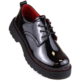 Fekete lakkbőr női oxford cipő Filippo DP4736 1