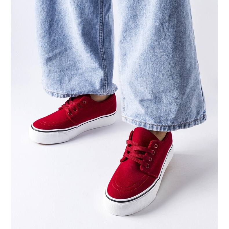 Red Abboud öko-velúr tornacipő piros 1