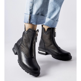 Fekete áttört Cavour bokacsizma 1