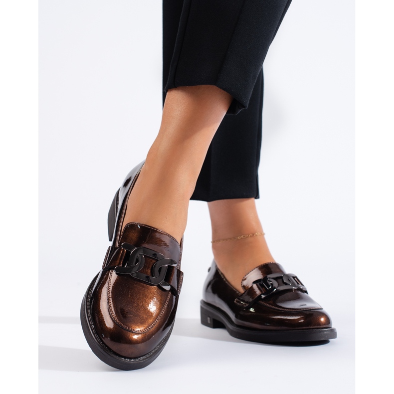 W. Potocki lakkozott barna cipő 1