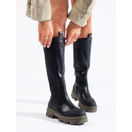 Fekete csizma rugalmas Shelovet felsőrésszel 1