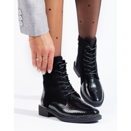 Fekete női Shelovet fűzős munkáscsizma 2