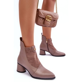 Bőr magassarkú csizma S.Barski MR870-96 bézs 1