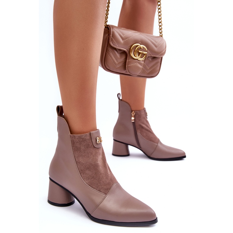 Bőr magassarkú csizma S.Barski MR870-96 bézs 1