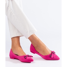 Velúr balerinák Shelovet masnival rózsaszín 1