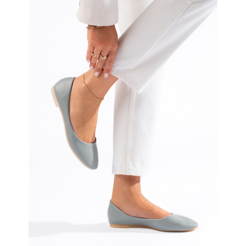 Női szürke balerinacipő Shelovet ökológiai bőrből 1
