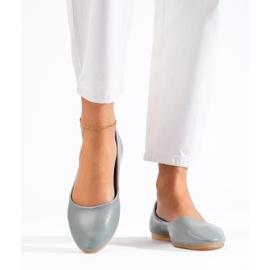 Női szürke balerinacipő Shelovet ökológiai bőrből 2