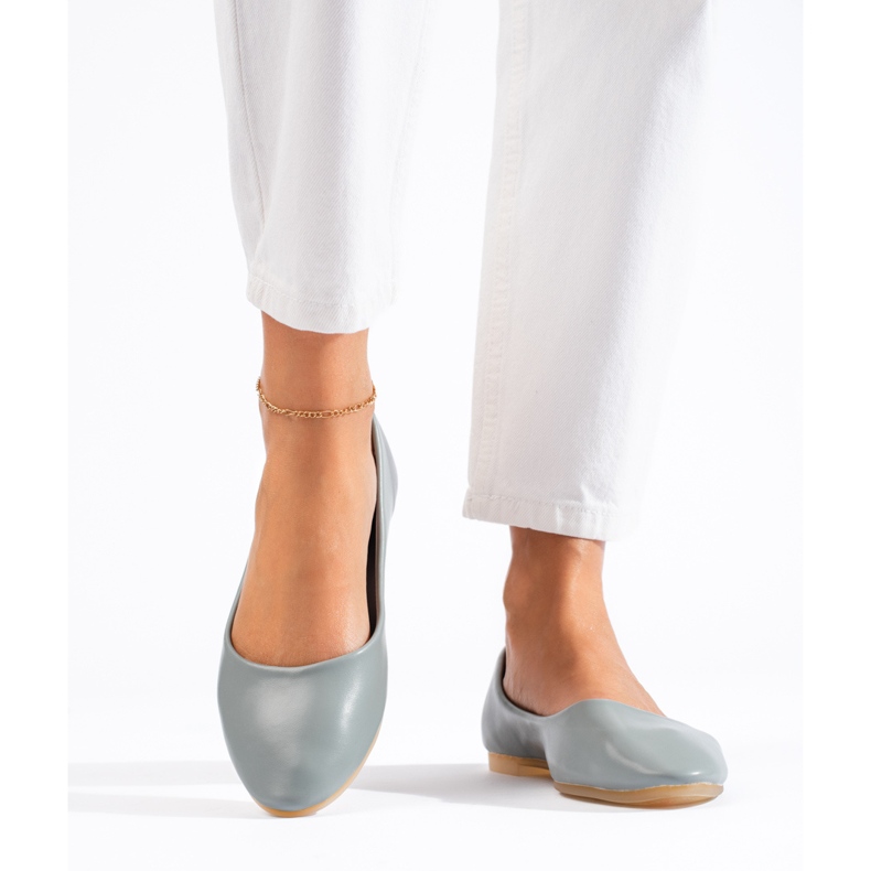 Női szürke balerinacipő Shelovet ökológiai bőrből 2