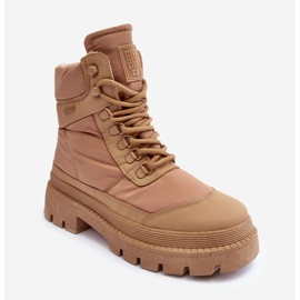 Női Trappers szigetelt bokacsizma platformon és lapos sarkú Big Star MM274340 bézs 2