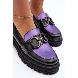 Laura Messi Női bőrcipők lapos sarkú, fekete és lila Elkiza 8
