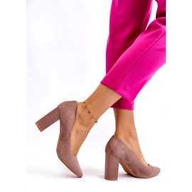 Seastar Velúr pumpák divatos bézs magassarkúval 3