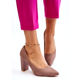 Seastar Velúr pumpák divatos bézs magassarkúval 2