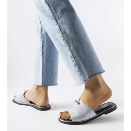 Kék metál flip-flop Frederi gyöngyökkel ezüst 2