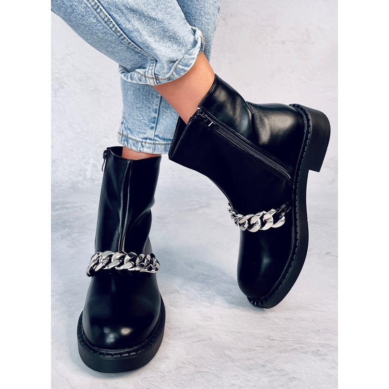 Foster fekete női láncos bokacsizma 1